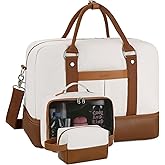 BOVIP Weekender Bags for Women Overnight Bag Large Canvas Travel Duffel Bag with Shoe Compartment Carry On Tote Bag 3Pcs Set