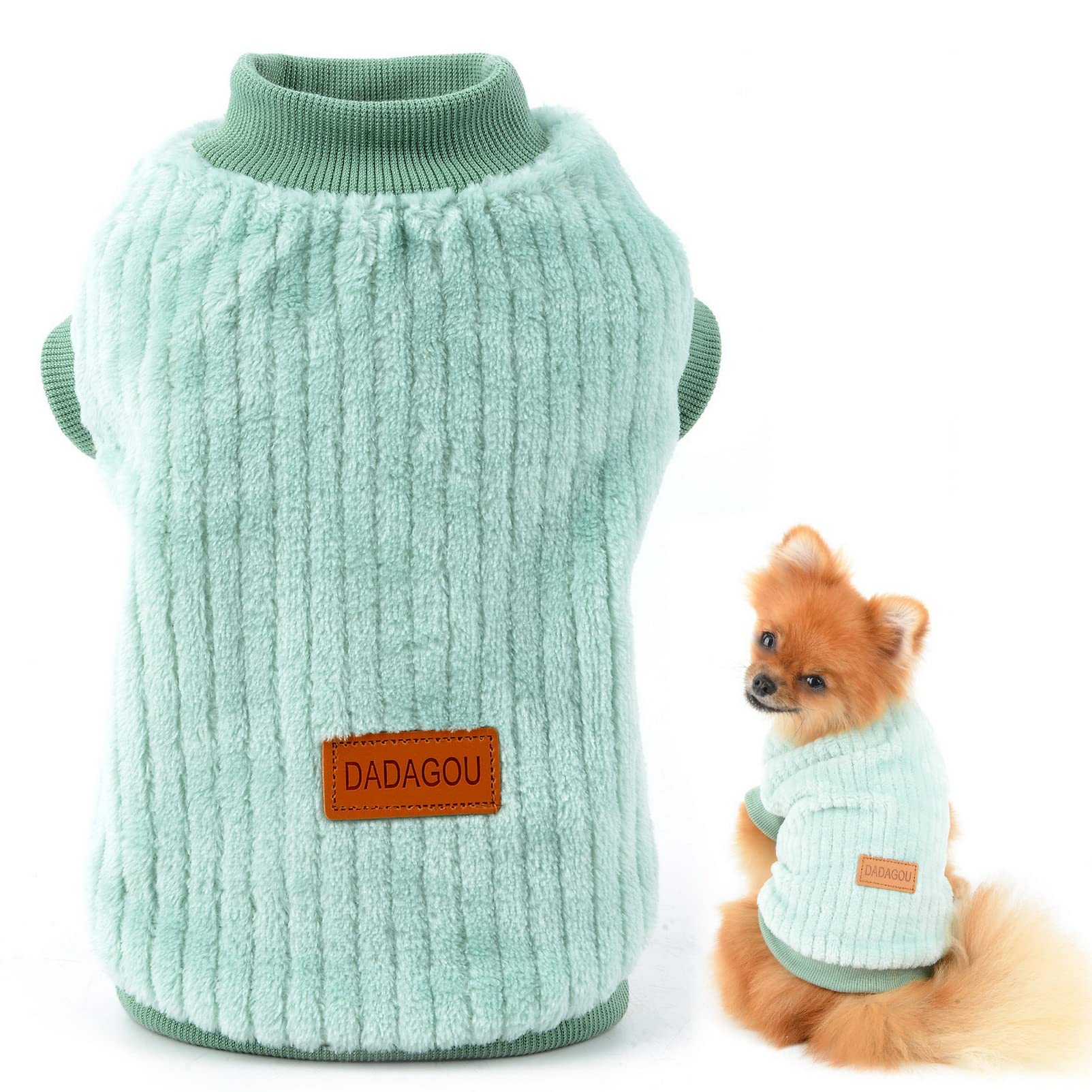 SMALLLEE_LUCKY_STORE Pet Ribbed Fleece Jumpers Pullover Sweatshirt for Small Dogs Cat,Puppy Yorkie Chihuahua Warm Sweater Winter Clothes