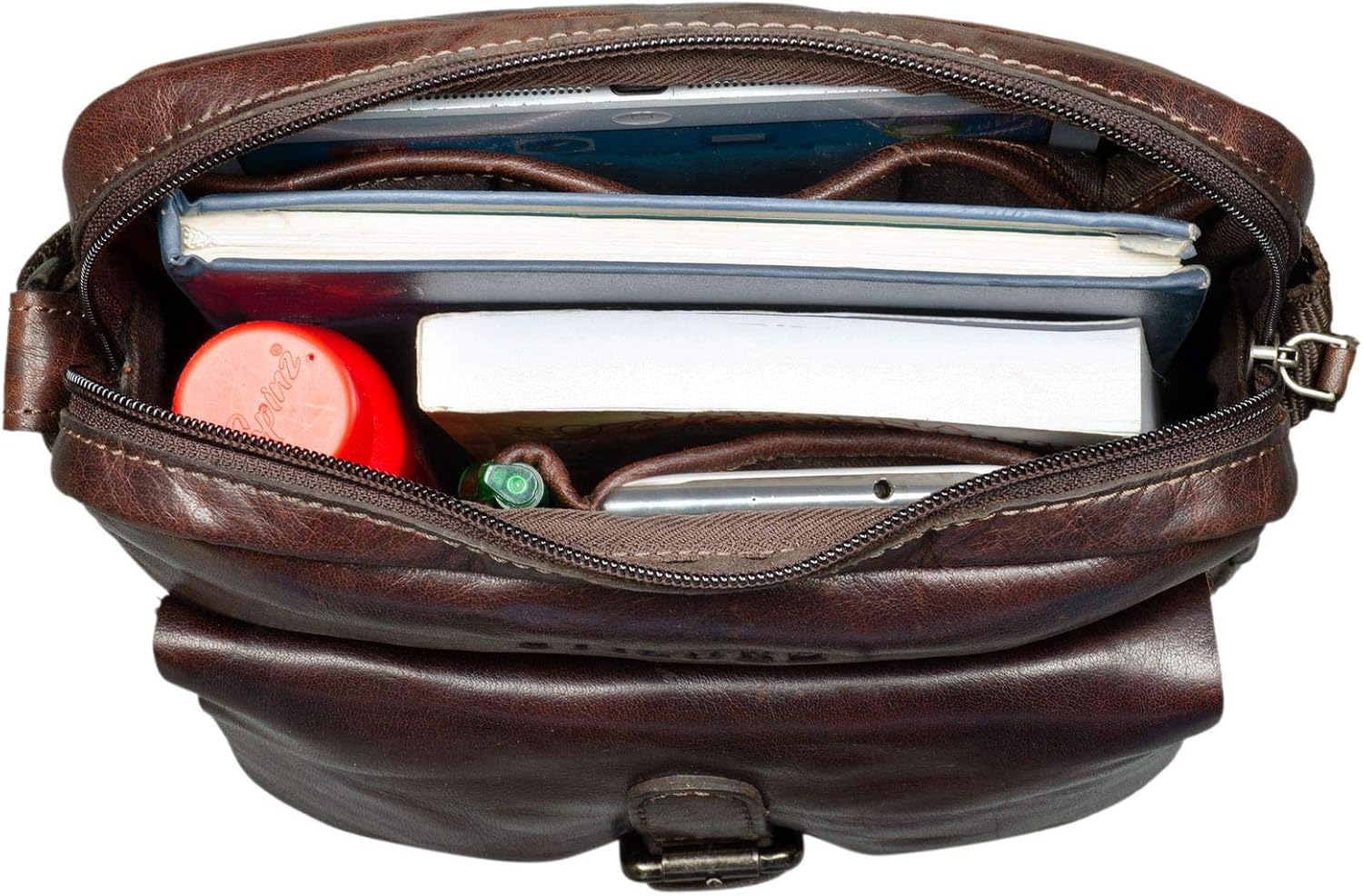 STILORD "Luan" Small Shoulder Bag Leather Vintage for Women and Men Messenger Bag with Tablet Compartment 10.1 Inches Cross Body Bag in Genuine Leather Colour:Espresso Brown - Image 5