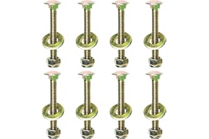 Metalsuberg 1/4" x 2" Carriage Bolt by Color Galvanization of Square Neck with Nylon Lock nut and Large Size Washer Assortment Kit,Carbon Steel,Grade 2.(8pcs Pack)