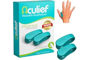 Aculief 2-Pack Wearable Natural Acupressure Support for Relaxation, Headache, Migraine, Stress Alleviation & Tension Relief, Soothes Muscle Pain Simple & Effective (Small/Teal)