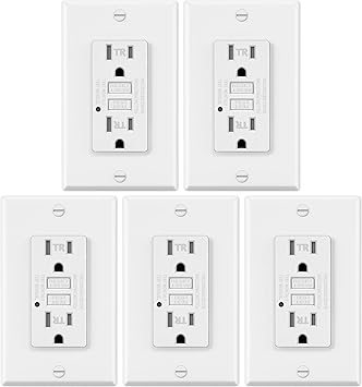 5 Pack Electeck 15a 125v Tamper Resistant Gfci Outlets Decor