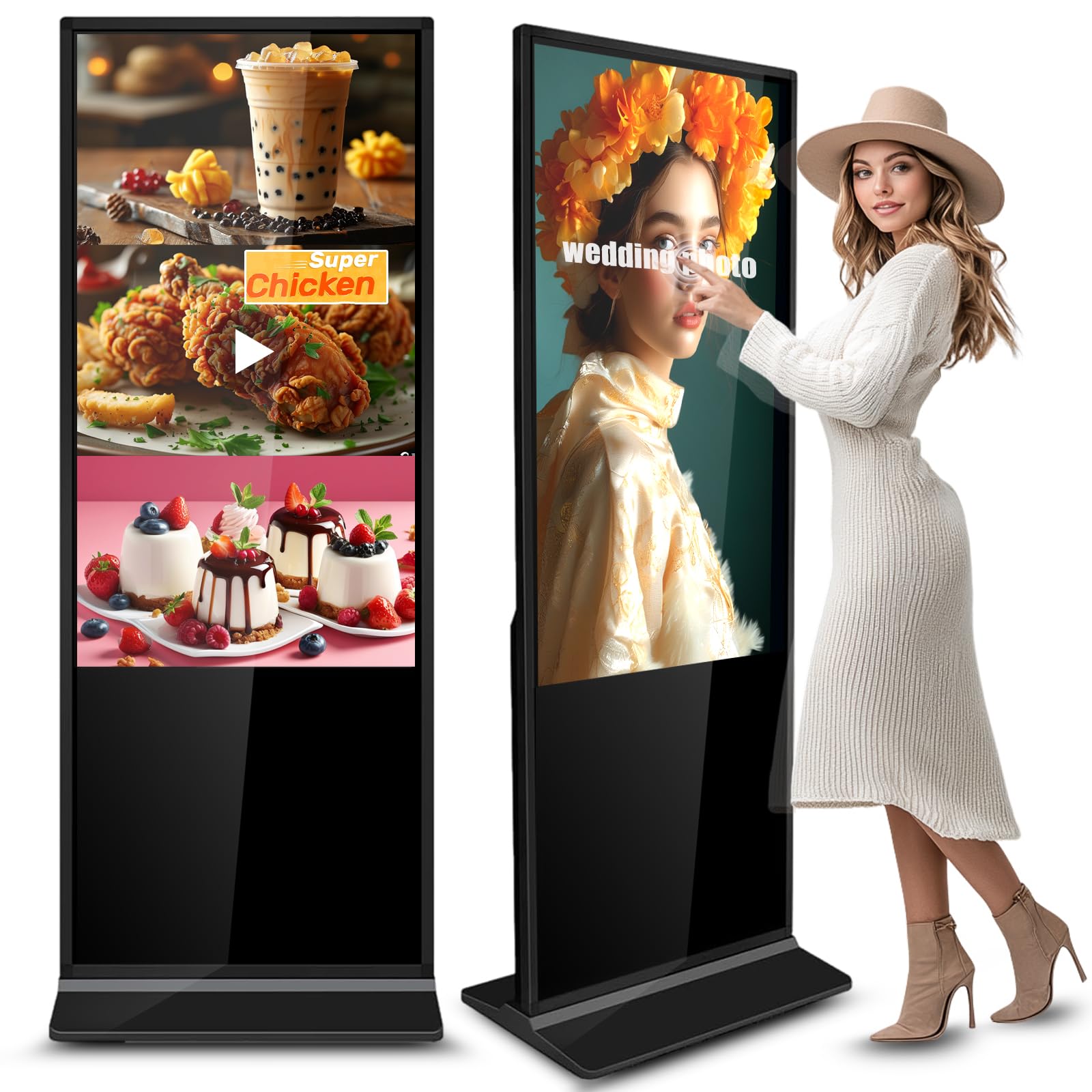 Photo 1 of 43-Inch Indoor Digital Signage Player, 4K Interactive Touchscreen Digital Kiosk Display with Android OS, Indoor Monitor WiFi HDMI/USB Input Auto Advertise Player, Floor Standing LCD Digital Signage