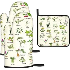 Image of Herbs Botanic Garden Plants Oven Mitts and Pot Holders Set