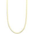 Miabella Italian Solid 925 Sterling Silver, 18Kt Gold Plated 3.5mm Flexible Flat Herringbone Chain Necklace for Women, Made in Italy