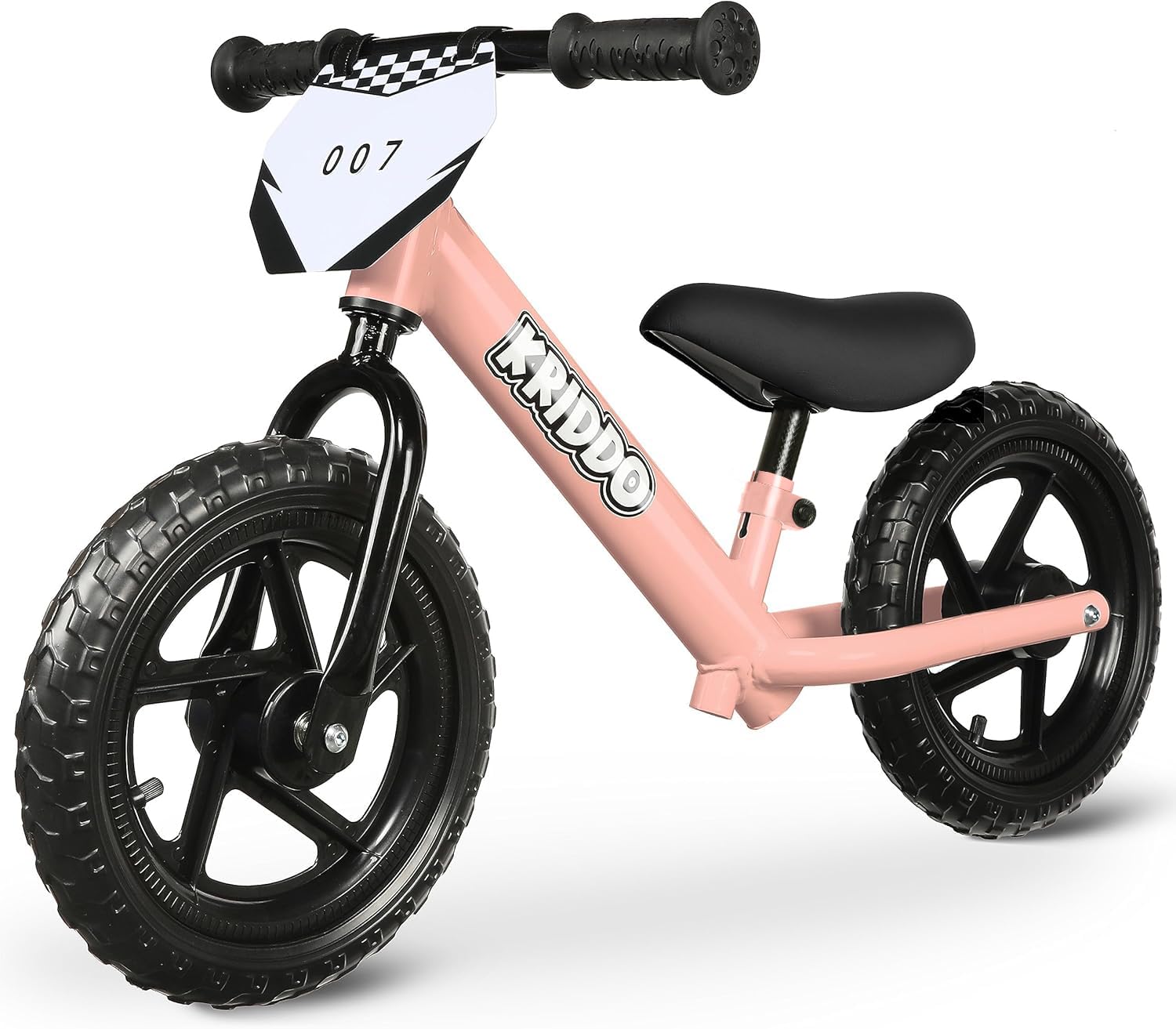 Photo 1 of KRIDDO Toddler Balance Bike 2 Year Old, Age 24 Months to 5 Years Old, 12 Inch Push Bicycle with Customize Plate (3 Sets of Stickers Included), Steady Balancing, Gift Bike for 2-3 Boys Girls, Pink