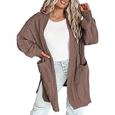 Eytino Plus Size Sweaters for Women Long Sleeve Open Front Cardigans | Chunky Knit, Baggy Loose Fit, Solid Color, Oversized Long Sweater with Pockets, Casual Daily Going Out, Fall Winter Outfits