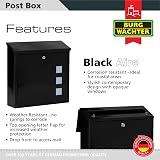 Burg Wachter MB08BK Wall Mounted Post Box Black Galvanised Steel Lockable A4 view 2
