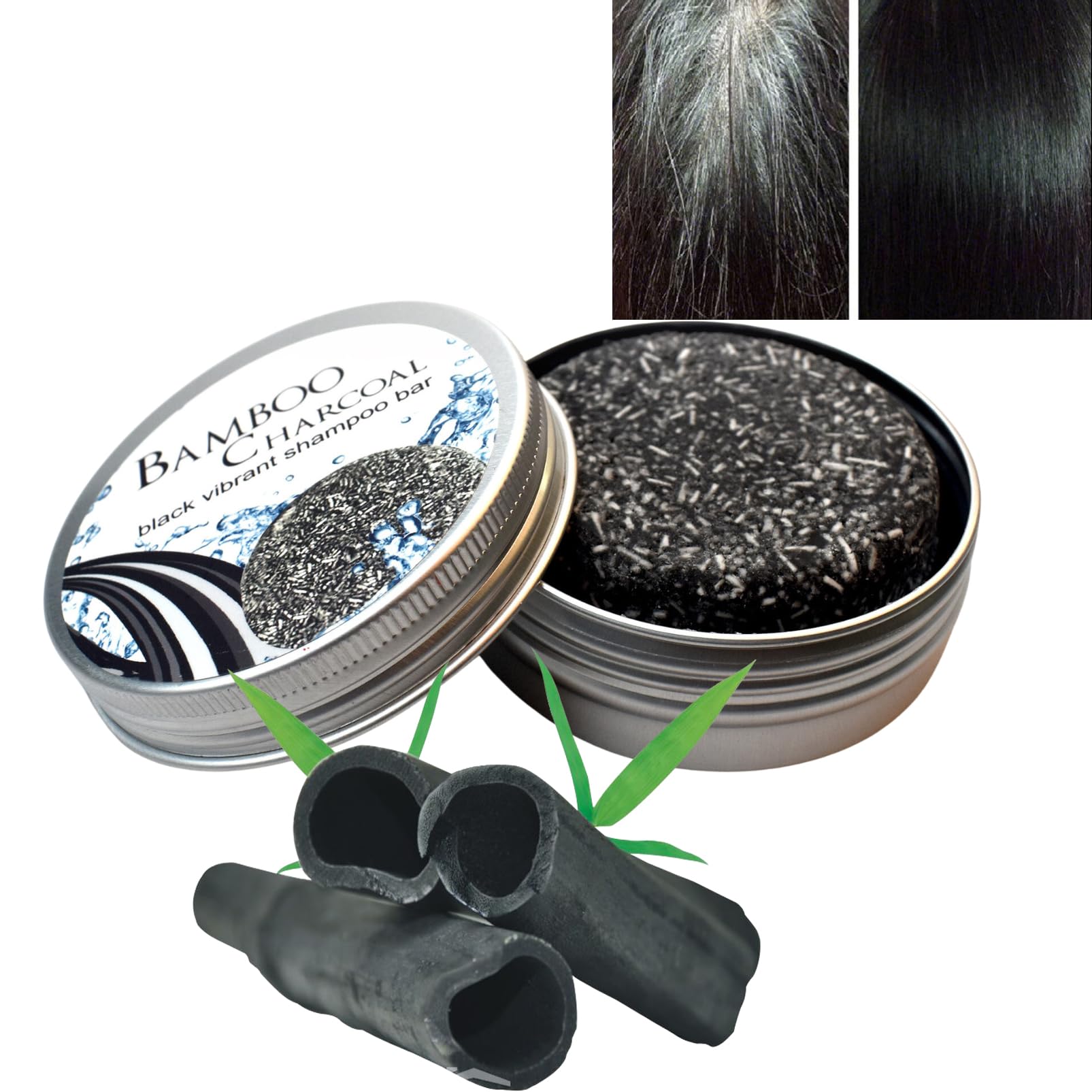 Gray Hair Coverage Soap, Bamboo Charcoal Shampoo Soap,Deep Cleaning Solid Shampoo Bar, Natural Grey Hair Removal Soap, Hair Darkening Compressed Soap Bar,Oily Remove Shampoo Soap, (1PCS) (1)