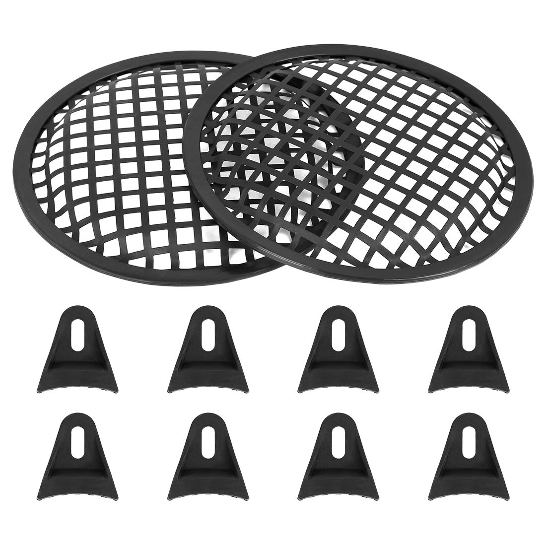 X AUTOHAUX 6.5" Car Speaker Subwoofer Black Metal Waffle Grill Cover 2 Pcs