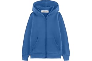 Kid Nation Kids Soft Brushed Fleece Zip-Up Hooded Sweatshirt Hoodie for Boys or Girls 4-12 Years