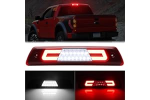 R&F Auto LED Clear Red Lens 3rd Brake Light Replacement for F150 (2009-2014) High Mount Stop Lamp Tail Rear Cab Roof Cargo Lights with Seal Foam Gaskets