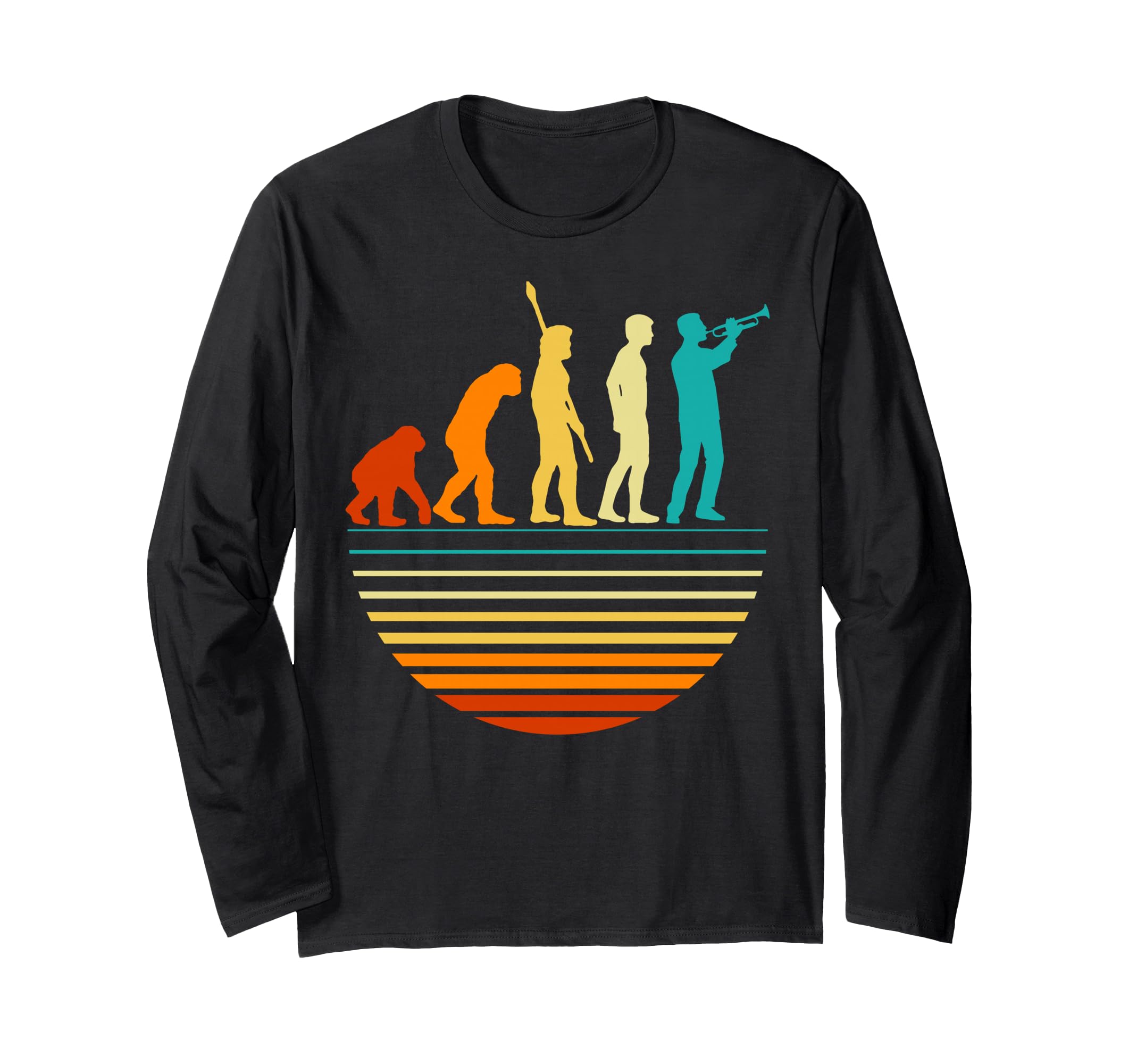 Retro Trumpeter Design Band Trumpet Player I Evolution Long Sleeve T-Shirt