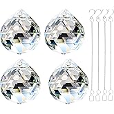 Crystal Prism Ball Sun Catcher - 4 Pack 40mm Hanging Decor for Windows, Wedding, Home, Feng Shui, Chandelier Pendant with Cha