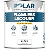 Polar Clear Lacquer Paint - 33 Fl Oz - Matte Finish - Quick Drying &amp; Durable Lacquer for Wood, Plastic, Metal, Concrete, Glass &amp; Ceramics - Water Resistant Coating for Interior &amp; Exterior Surfaces