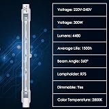 BROTOU 6 Pack R7S 300W Halogen Bulbs 118mm 230V 4480LM 2800K Dimmable Floodlight view 2