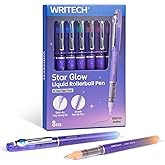 WRITECH Liquid Ink Rollerball Pens: 8ct Assorted Colors Fine Point Tip 0.7mm Roller Ball Rolling Pen for Smooth Writing Coloring Drawing Journaling No Bleed & Smear &Smudge Multi Colored