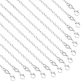 SANNIX Necklace Chains, 15 Pack Silver Necklace Chains Bulk Plated Cable Chain Necklace for Jewelry Making, 18 Inches