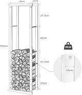 Laneetal Firewood Rack Metal Log Storage Indoor Outdoor 40x150x25cm Black view 7