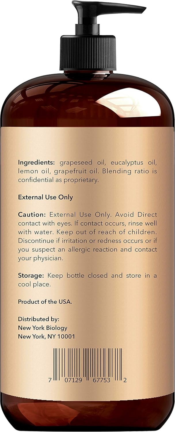 New York Biology Anti Cellulite Treatment Massage Oil - All Natural Ingredients – Infused with Essential Oils - Penetrates Skin and Targets Unwanted Fat Tissues - 8 oz : Beauty