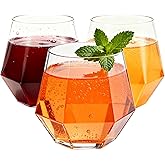 40 Pack 12oz Diamond Plastic Wine Glasses, Disposable Stemless Wine Cups - Shatterproof, Unbreakable & BPA-Free, Recyclable Drinkware for Wedding Reception, Birthday Party, New Year, Holidays & Events
