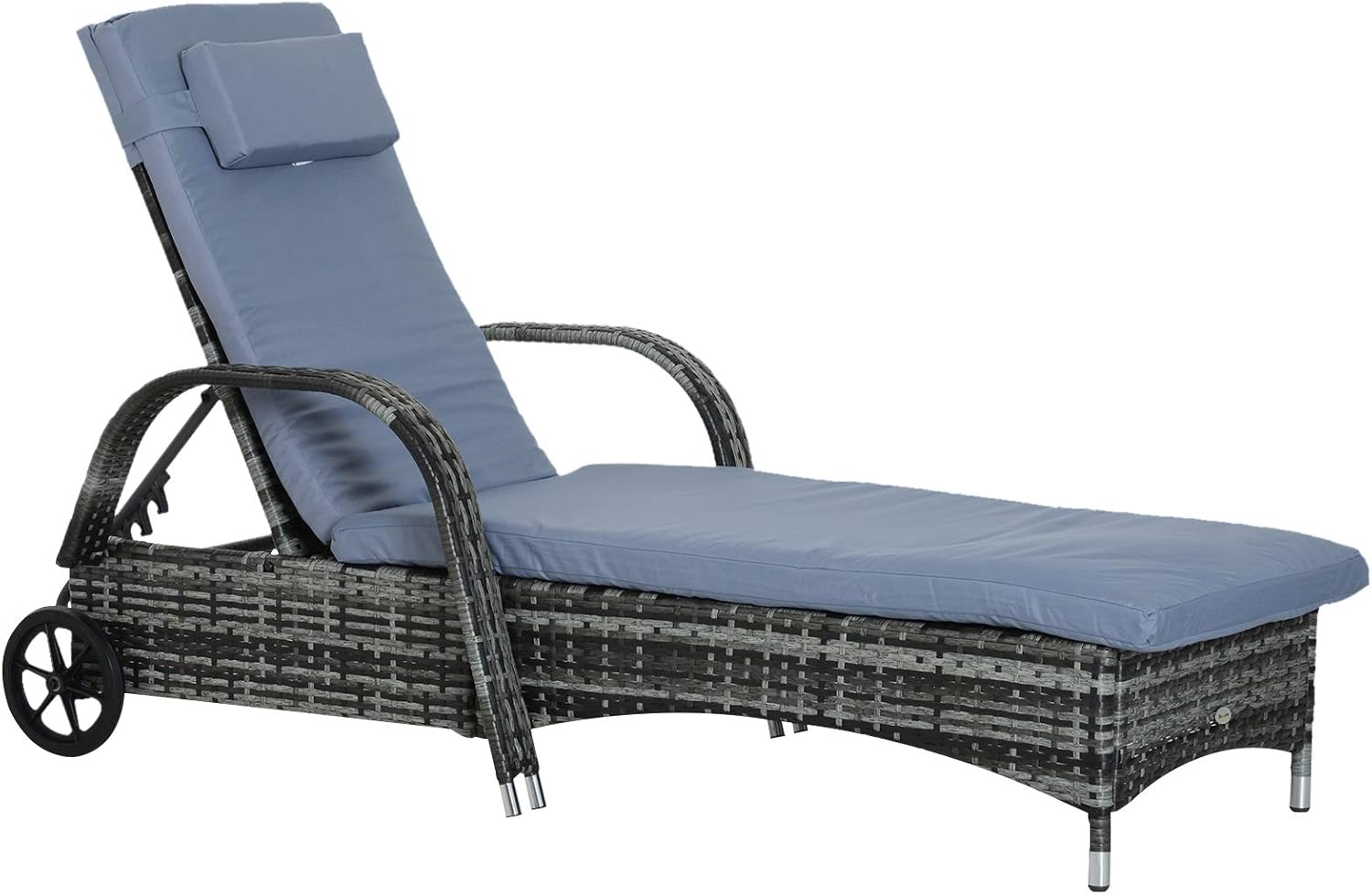 Outsunny Garden Rattan Furniture Single Sun Lounger Amazon.co.uk