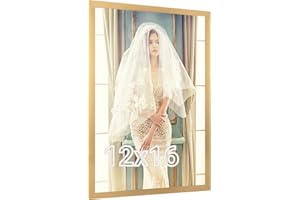 JDZIVTOP Gold 12x16 Picture Frame, Ornate 16x12in Poster frame, 12 by 16 Canvas Frame, Large Gallery Family Concert Portrait Landscape Photo Wall Frame, Anniversary/Birthday/Wedding/Thank you/Christmas Gift