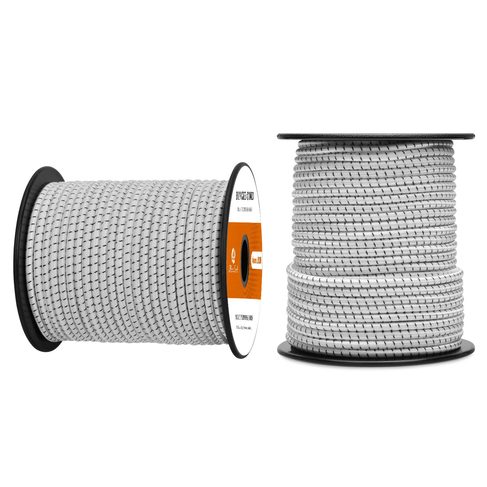 Abma Cord Bungee Cord 4mm 30M Elastic Shock Cord 100% Stretch Elastic Bungee Rope for Tarpaulin, Trailer, Backpack, Tent Pole, Kayak - White&Black