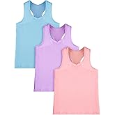Boao 3 Pieces Girls Dance Tank Top Racerback Crop Tank Top Sleeveless Dance Outfit for Ballet Gymnastics Wear
