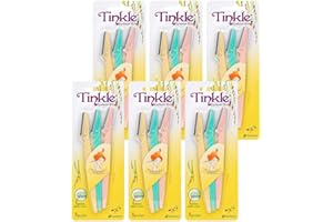 DORCO Tinkle Dermaplaning Tool 18ct, Dermaplane Razor for Women, Safe and Easy Peach Fuzz Remover, Eyebrow Trimmer with Protective Cover (6 Packs of 3)