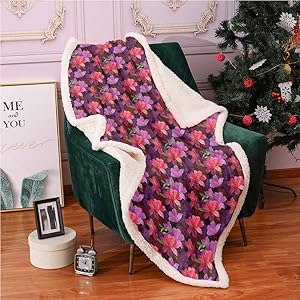 Garden Art Sherpa Fleece Blanket,Colorful Arrangement of Summer Season Azalea Flowers and Leaves Digital Printing Blanket,Baby Throw Blanket(50x60 Inches,Charcoal Grey Multicolor)