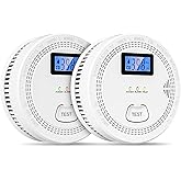 2 Packs, 2 in 1 CO & Smoke Detectors,Carbon Monoxide Detectors,Smoke Detector Battery Powered,(Include 3 * 1.5V AA Battery),85 db Smoke Alarm,Fire Alarm,Easy Install,Portable