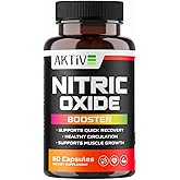 Aktive Supplements Nitric Oxide Booster Supplement with L-Arginine, L-Citrulline, and Ginseng Root – Enhance Blood Flow, Boost Energy & Stamina, Support Heart Health & Muscle Growth – 60 Capsules