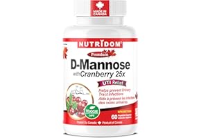 Nutridom D-Mannose with Cranberry – Maximum Strength 500 mg D-Mannose + 5,000 mg Cranberry Extract (25:1), Vegan, Non-GMO, Gl