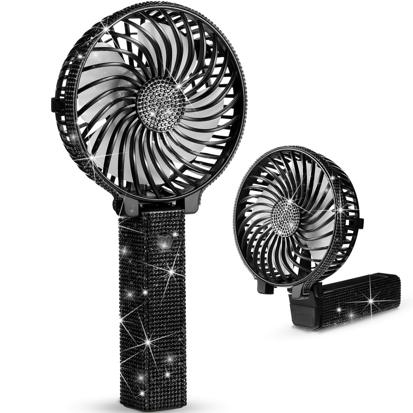 Photo 1 of Mudder Crystal Bling Handheld Fan Rhinestone Mini Personal Fan Portable Folding Usb Rechargeable Battery Operated for Girls Women Outdoor Travel Indoor Makeup Office(Black,Classic Style)