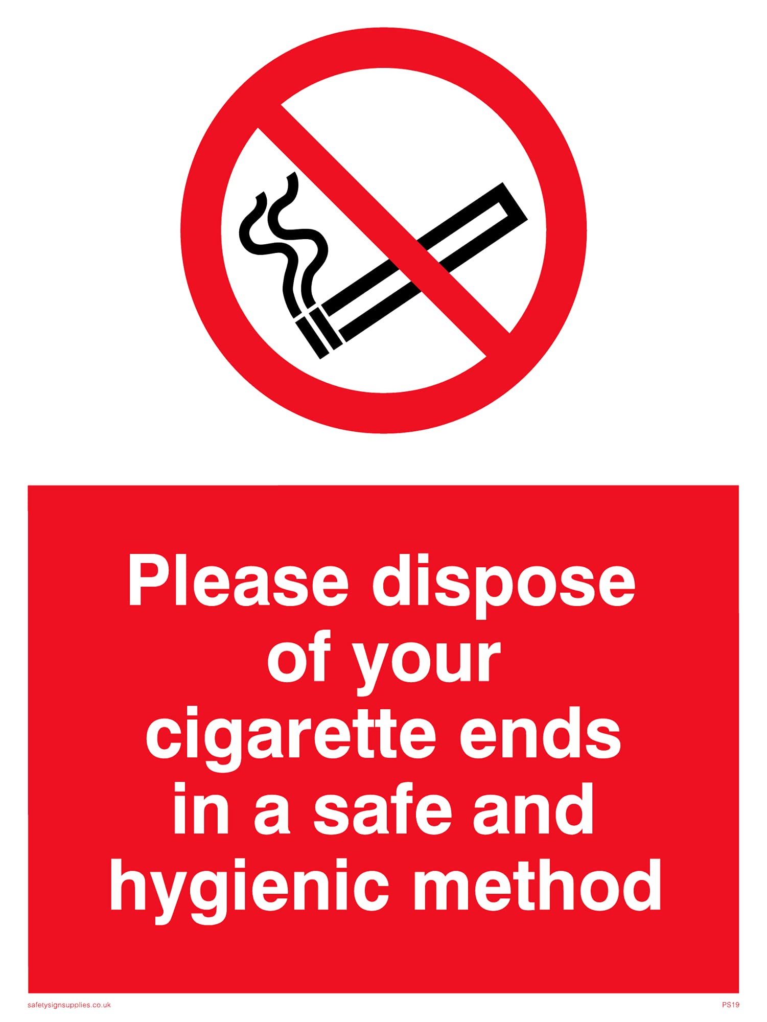 Pack of five - Dispose Of Cigarette Ends Safe And Hygienic Sign - 150x200mm - A5P