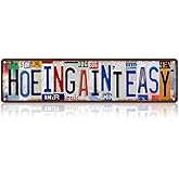TREEPERI Vintage Hoeing Ain't Easy Street Sign Wall Decor Metal Tin Signs for Bar Home Bedroom Garage