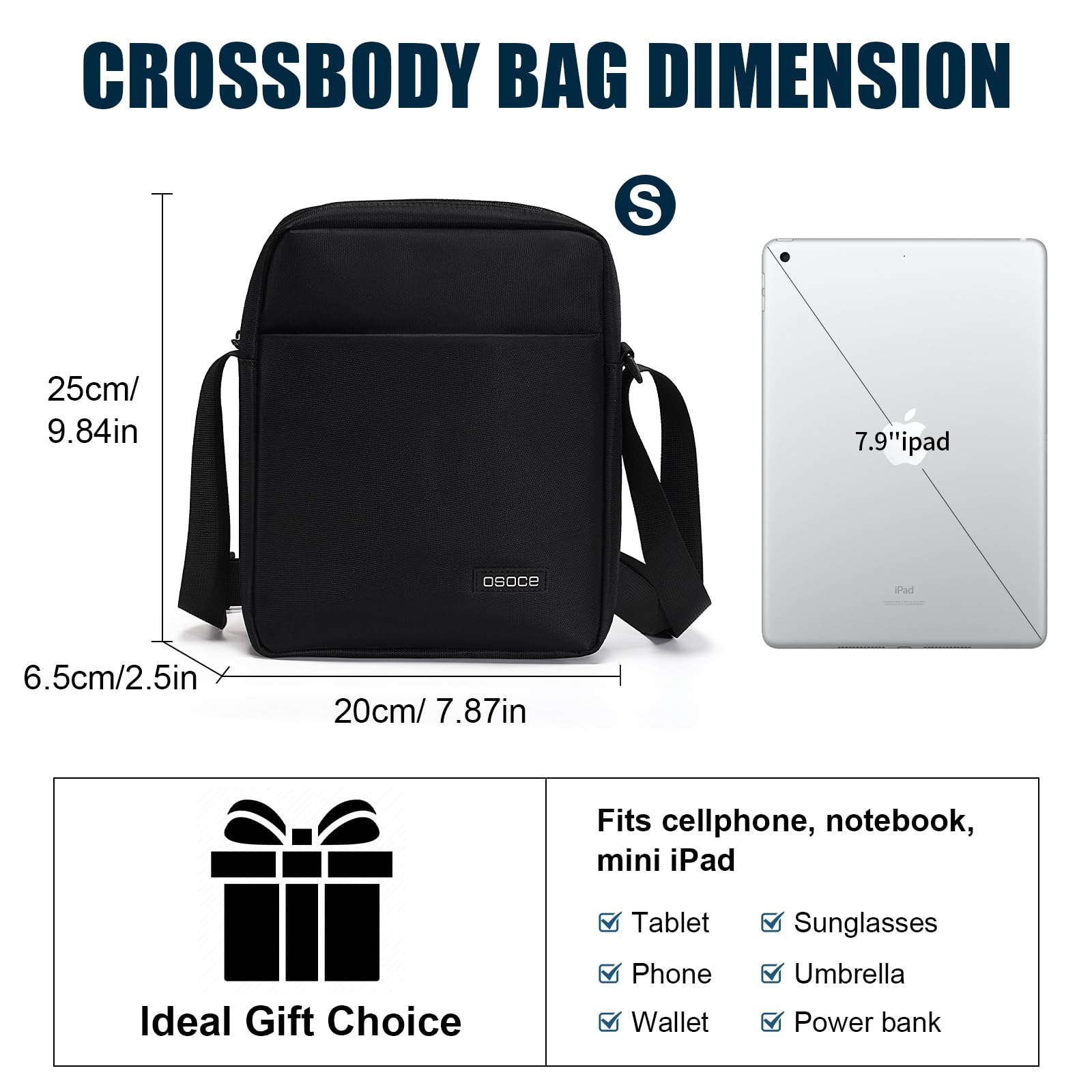 OSOCE Messenger Bag, Crossbody Bag Shoulder Bag for Men Water Resistant Man Bag Man Purse for Business Office