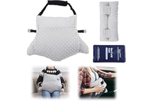 BALAPET 2 Pcs Shredded Memory Foam Hysterectomy Pillow Set for Abdominal Surgery Recovery, Comfy Hysterectomy Seat Belt Pillow with Pocket for Ice/Hot Packs, Hysterectomy Recovery Must Haves(Grey)