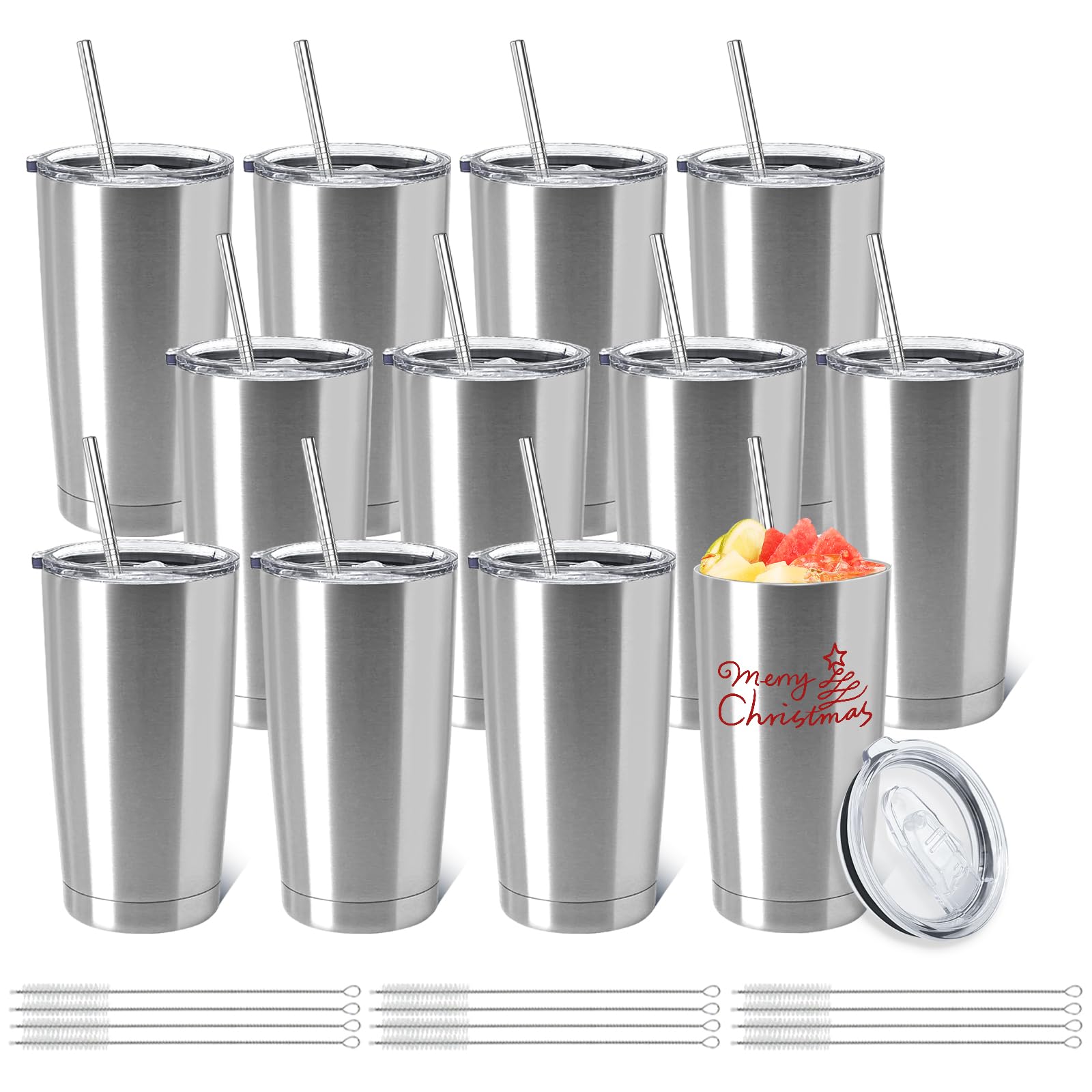 Photo 1 of ***MISSING PIECES -SELLING AS INCOMPLETE PARTS ONLY*** YOUKE OLA 12 Pack Insulated Coffee Tumbler Stainless Steel Double Wall Vacuum Travel Tumbler Cup with Lid and Straw for DIY Gift, Silver 20oz1072771905
LPNO502614857   ***SOME SCUFFS/SCRATCHES***