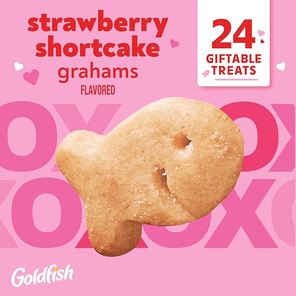 GOLDFISH VALENTINE’S DAY STRAWBERRY SHORTCAKE FLAVORED BAKED GRAHAM SNACKS, 24 COUNT 0.75 OZ