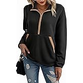 SHEWIN Womens Sweatshirt Lightweight Mock Neck Sweatshirts for Women Half Zip Pullover Fall Clothes for Women 2025