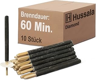 Hussala - Diamond Wachsfackeln Brennzeit 60 min Garten-Fackeln [10 Stück]