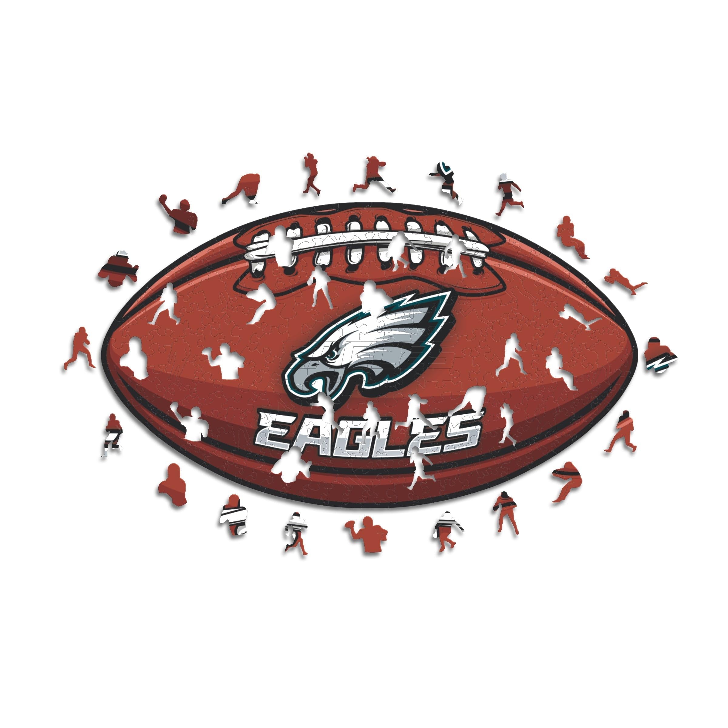 Iconic Puzzles, Philadelphia Eagles crest, 100% eco-sustainable wooden puzzle with official license NFL, size L, 500 pieces