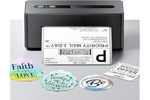 TATTMUSE Bluetooth Thermal Label Printer, 300DPI 4X6 Shipping Label Printer for Small Business, Wireless Thermal Printer Compatible with Phone, iOS, Android, Windows, Mac, Amazon, Ebay, Shopify, Black