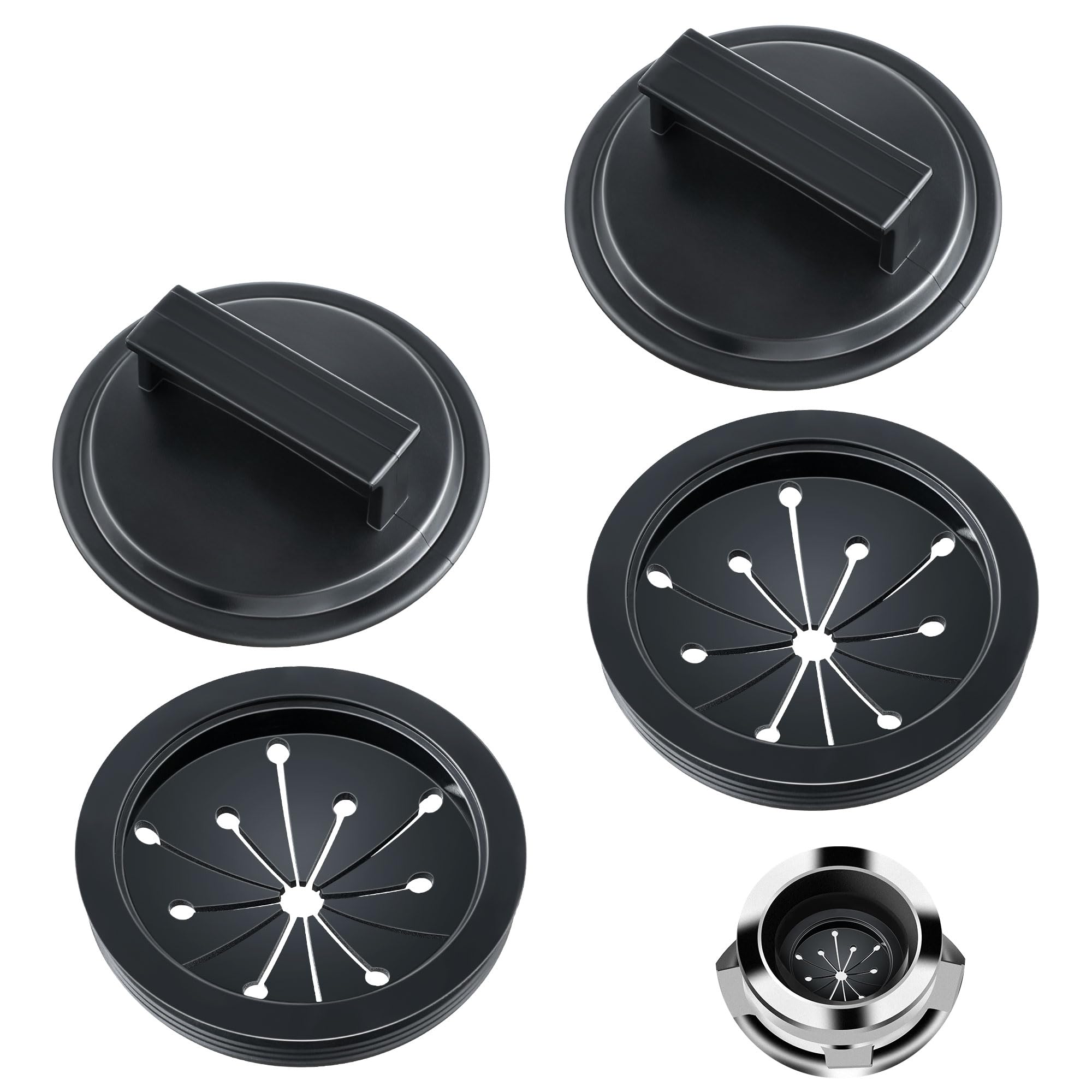 Photo 1 of Meonum 4Pcs 3 Inch Garbage Disposal Splash Guards With Round Kitchen Sink Stopper, Universal Rubber Food Waste Disposal Cover, Baffle Accessories and Drain Plugs