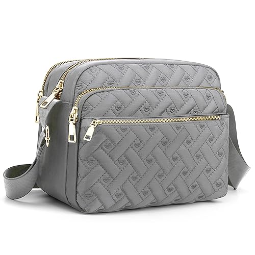 Medium Nylon Crossbody Bags for Women Travel Shoulder Bag Quilted Cross  Body Bag Grey Women's Crossbody Handbags Trendy Phone Large Casual  Crossbody
