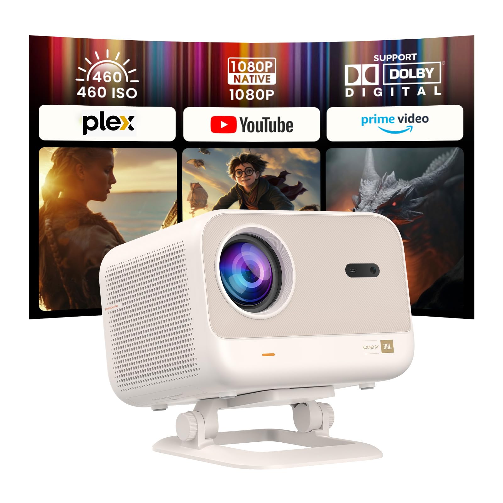 Photo 1 of [Netflix-Licensed/Sound by JBL] Yaber L2 Plus Projector with WiFi and Bluetooth, Native 1080P Projector 4K Support, Auto Focus/Keystone Correction, Built-in Apps, Portable Proyector for Home & Outdoor