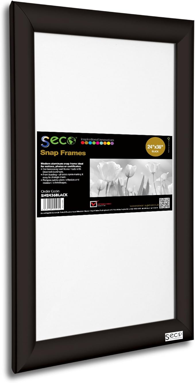 SECO Front Load Easy Open Snap Frame Poster/Picture Frame 24 x 36
