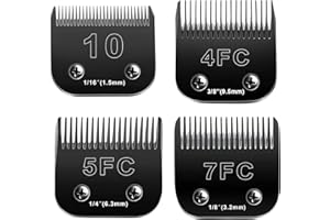 Audoc 10 Blades Dog Grooming Blades Compatible with Andis/Oster A5/Wahl KM-10 Series Dog Clippers,Detachable Clipper Replacement Blade(4PCS-#10+4FC+5FC+7FC)